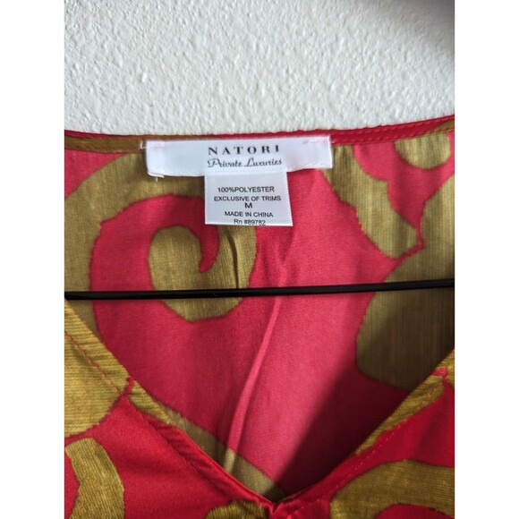 Natori Private Luxuries Red & Gold‎ Kaftan Women's Size Medium New - Picture 3 of 5